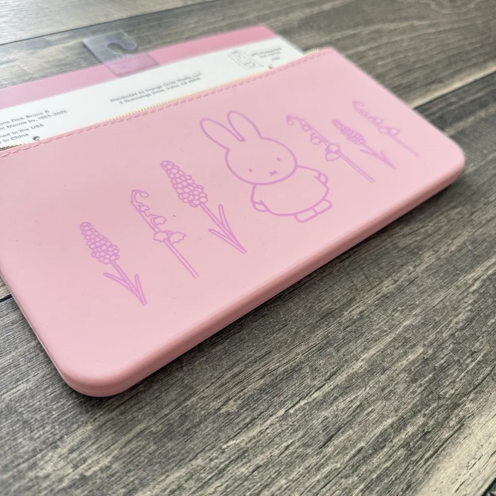 MIFFY Bunny Flowers Sakura Pink Silicone Pencil Pouch 8.75
